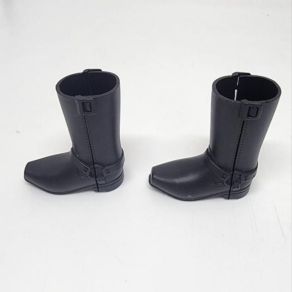 BARBIE DOLL SHOES - PAIR of KEN MOTORCYCLE RIDING Harley Boy BLACK SNAP BOOTS - Picture 3 of 5